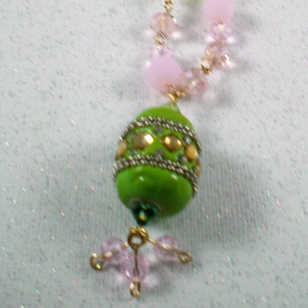 Spring Breeze Sparkle Necklace; Hand Beaded, Spring Necklace, Sparkle Necklace,